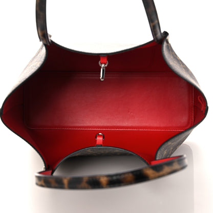 Christian Louboutin Calfskin Empire Leopard Print Spiked Small Cabarock Shopper Tote Brown 4 of 9
