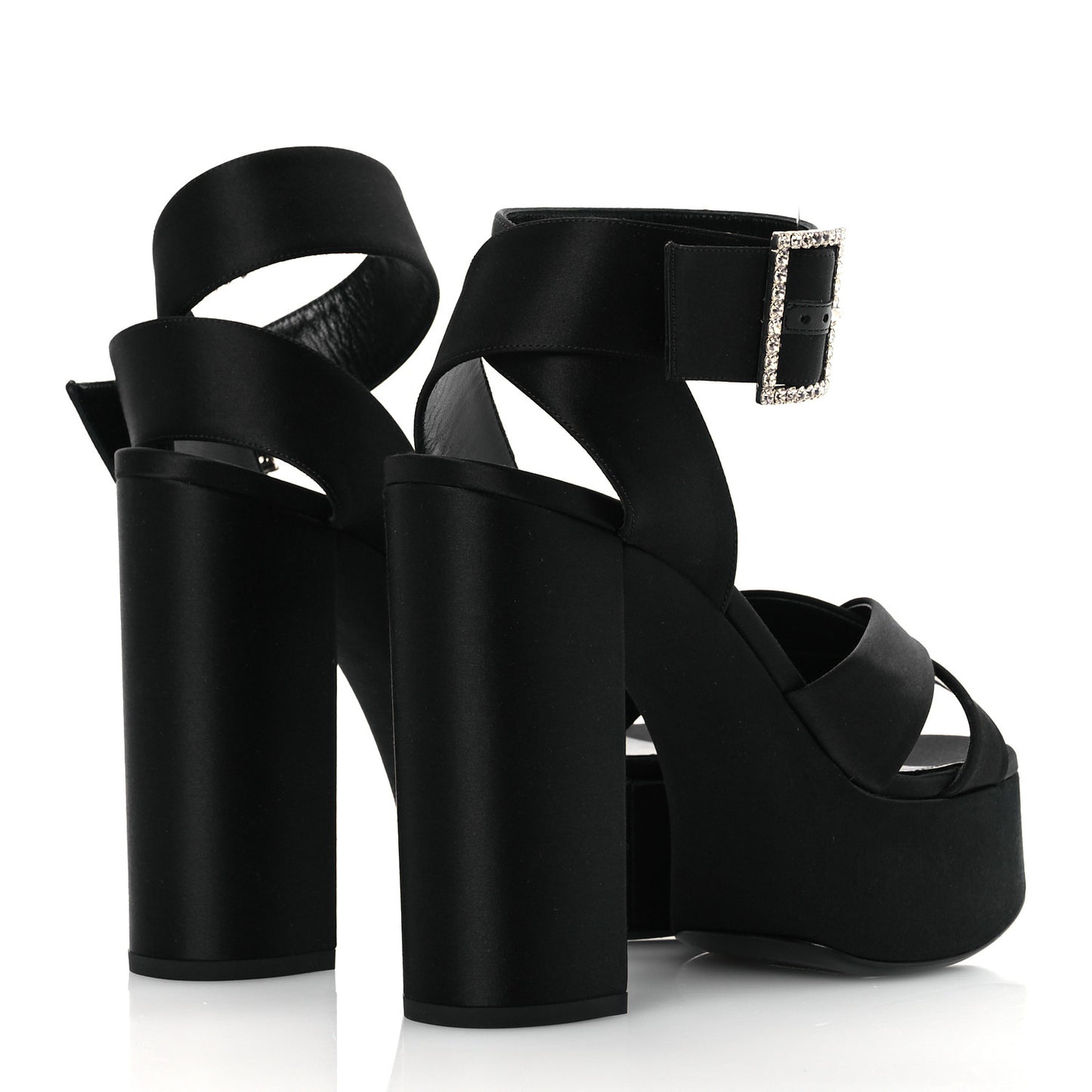 Crepe Satin Biance 85 Platform Sandals 39 Black