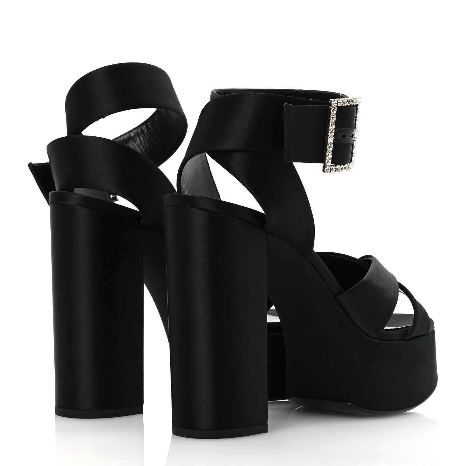 Saint Laurent Crepe Satin Biance 85 Platform Sandals 39 Black 6 of 11