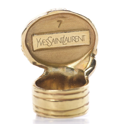 Saint Laurent Glass Cabochon Arty Ovale Ring 7 Gold Opium 5 of 6