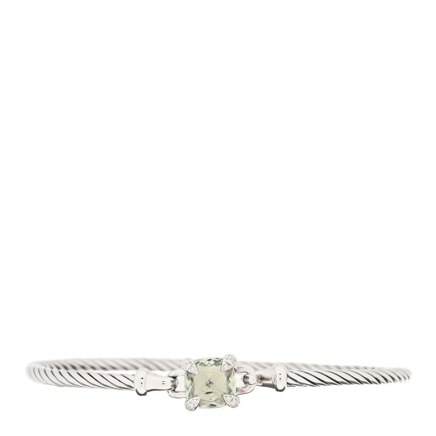 Sterling Silver Prasiolite Diamond 8mm Chatelaine Bracelet