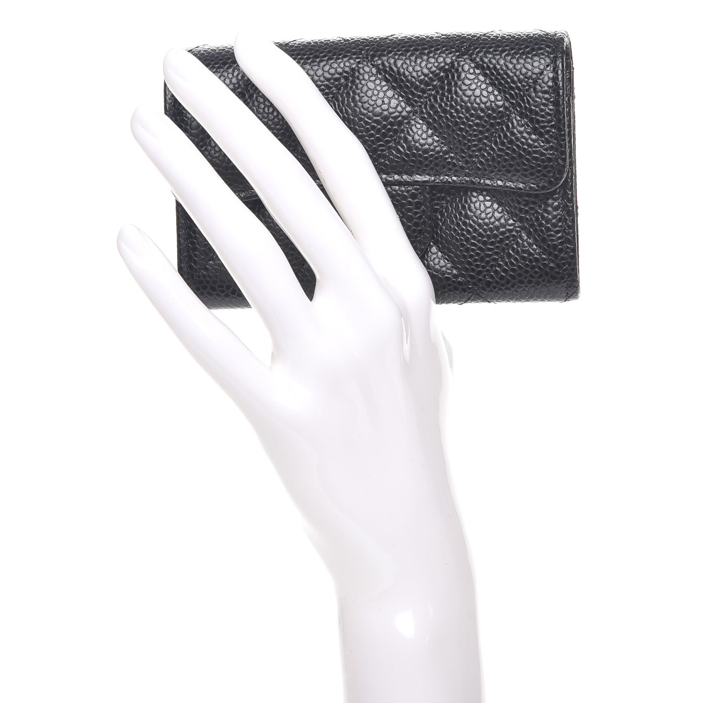 Caviar Quilted Flap Card Holder Black