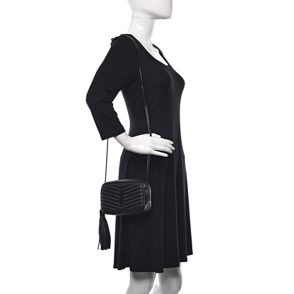 Saint Laurent Grain De Poudre Matelasse Monogram Mini Lou Camera Bag Black 2 of 10