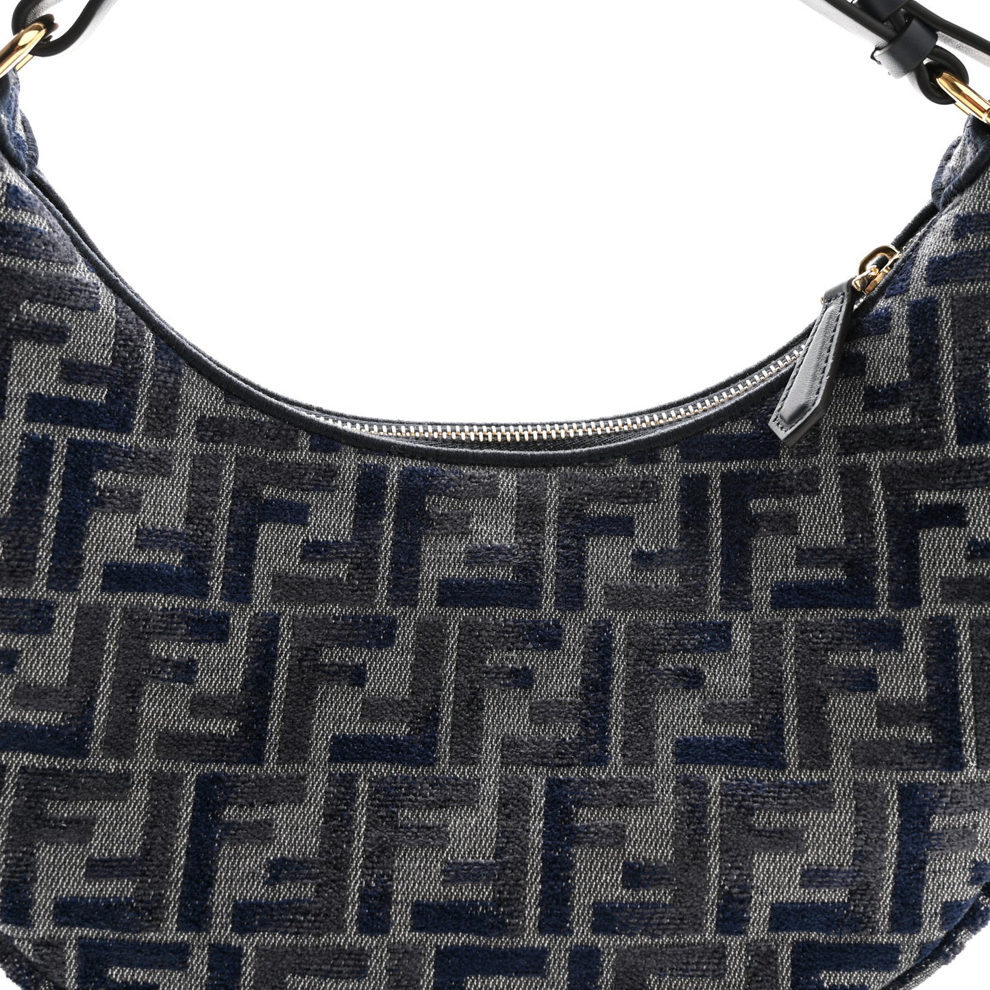 Chenille Vitello Grace FF 1974 Small Fendigraphy Hobo Bag Blue
