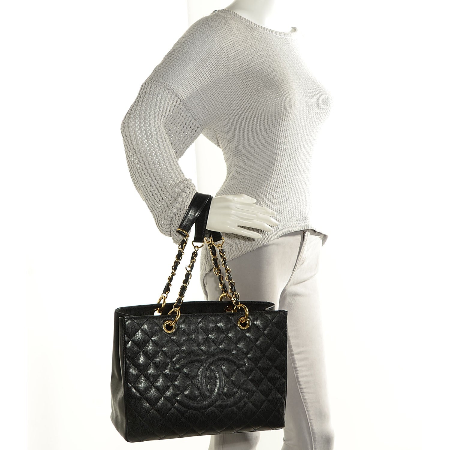 Chanel Caviar Quilted Grand Shopping Tote GST Black 18 of 28
