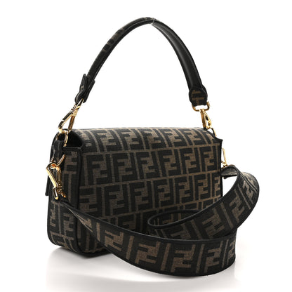 Fendi Fabric Jacquard FF 1974 Medium Baguette Tobacco Moro Black 3 of 10