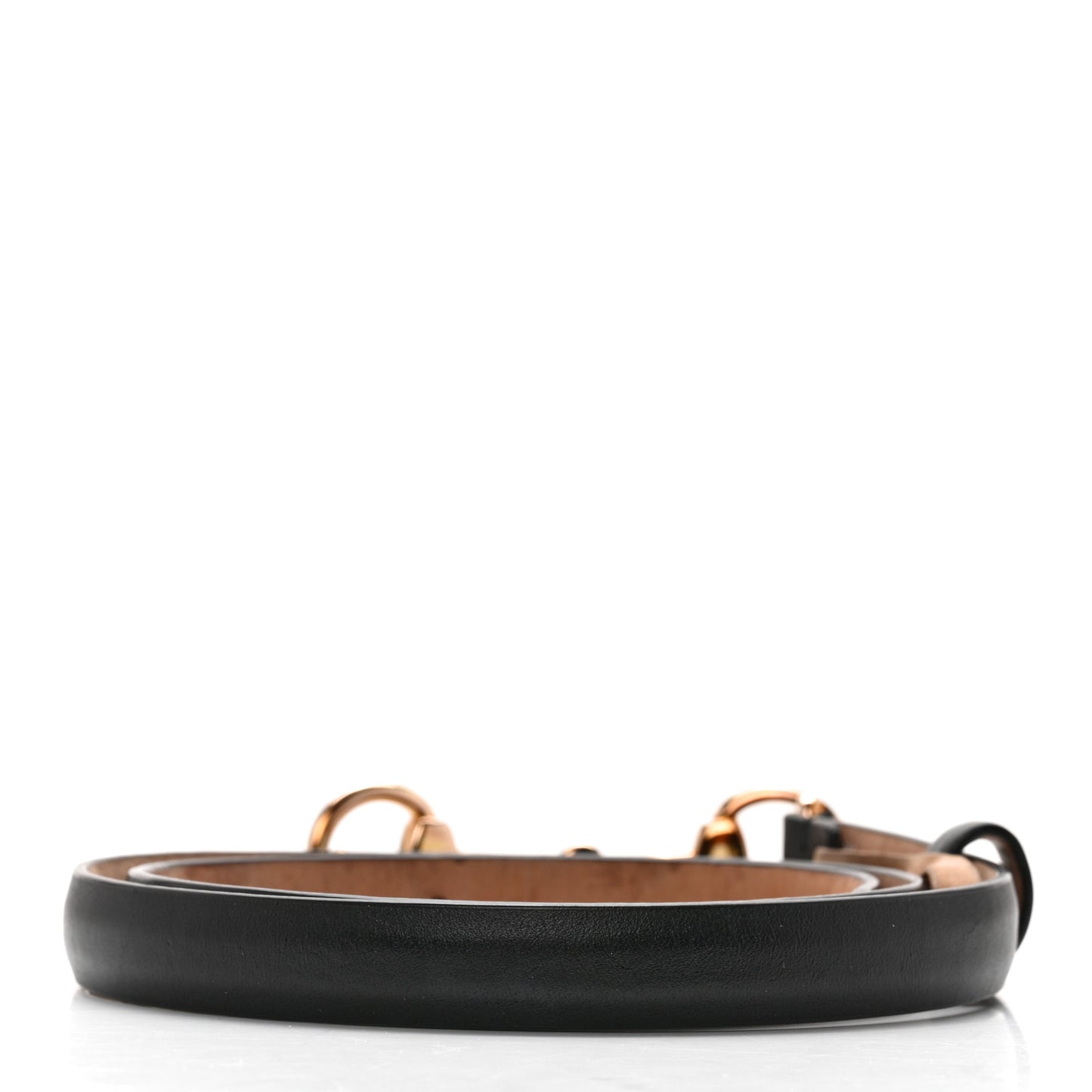 Calfskin Horsebit Skinny Belt 70 28 Black