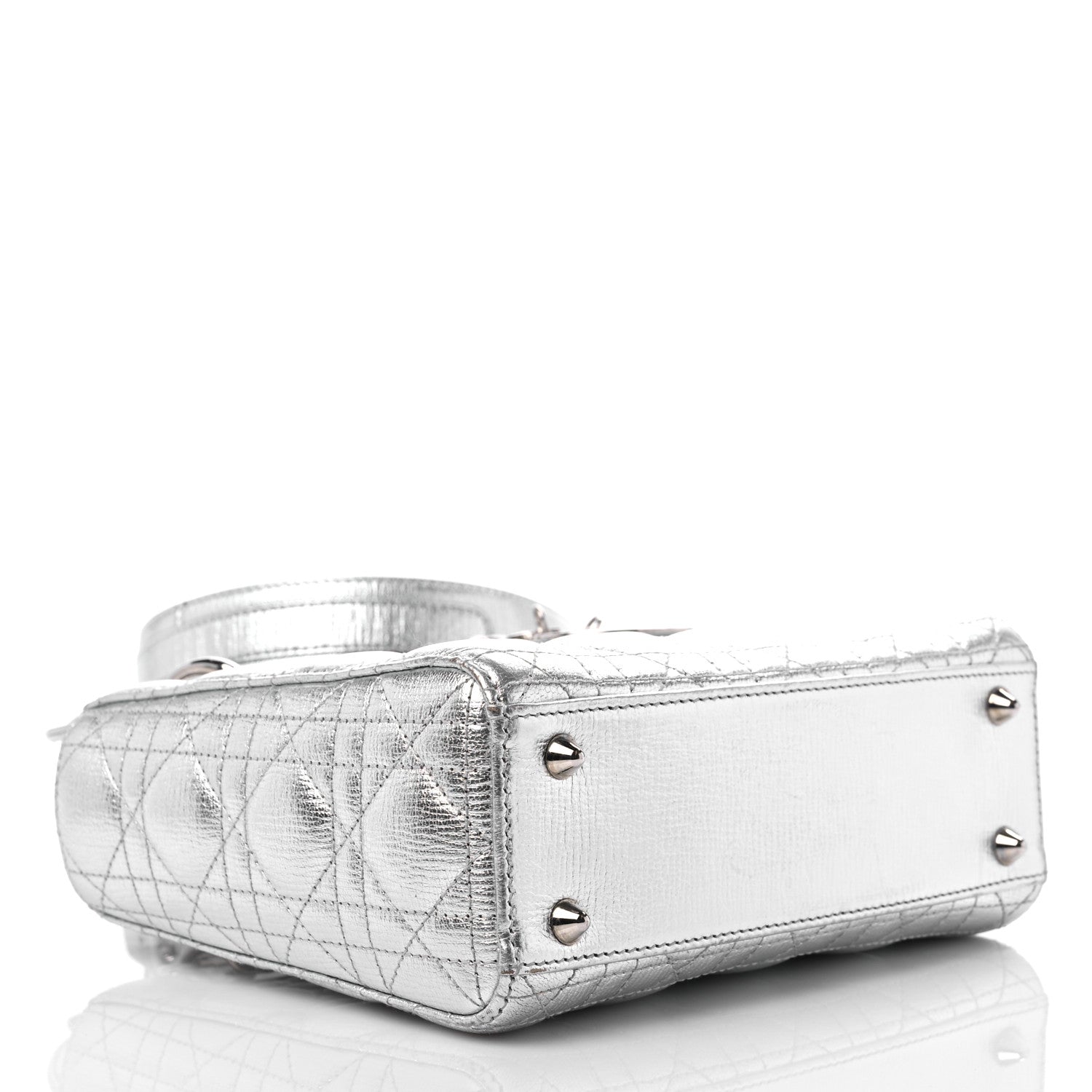 Christian Dior Metallic Grained Calfskin Cannage Small Lucky Badges My Lady Dior Silver 4 of 10