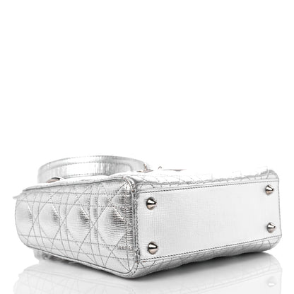 Christian Dior Metallic Grained Calfskin Cannage Small Lucky Badges My Lady Dior Silver 4 of 10