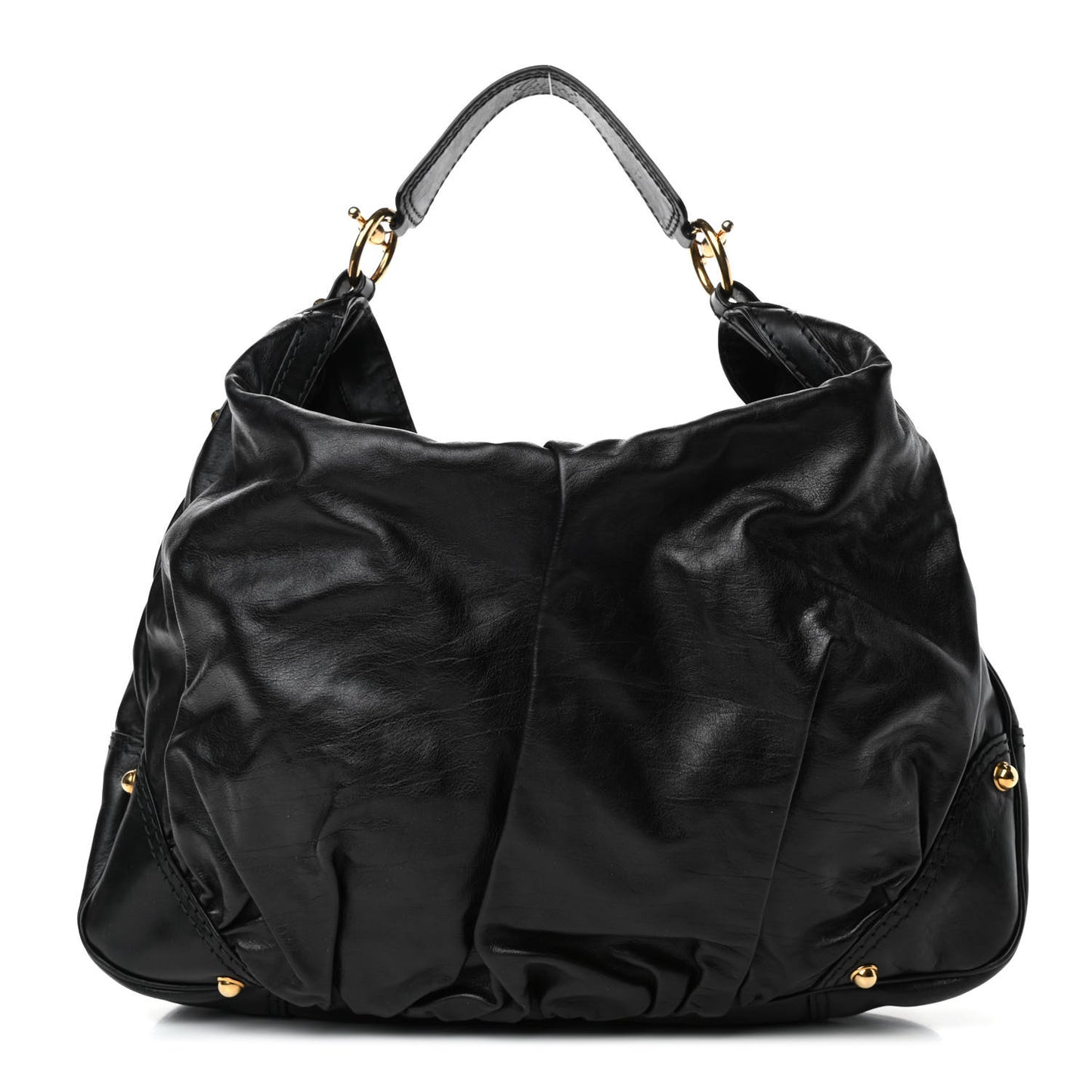 Calfskin Large Jockey Hobo Black
