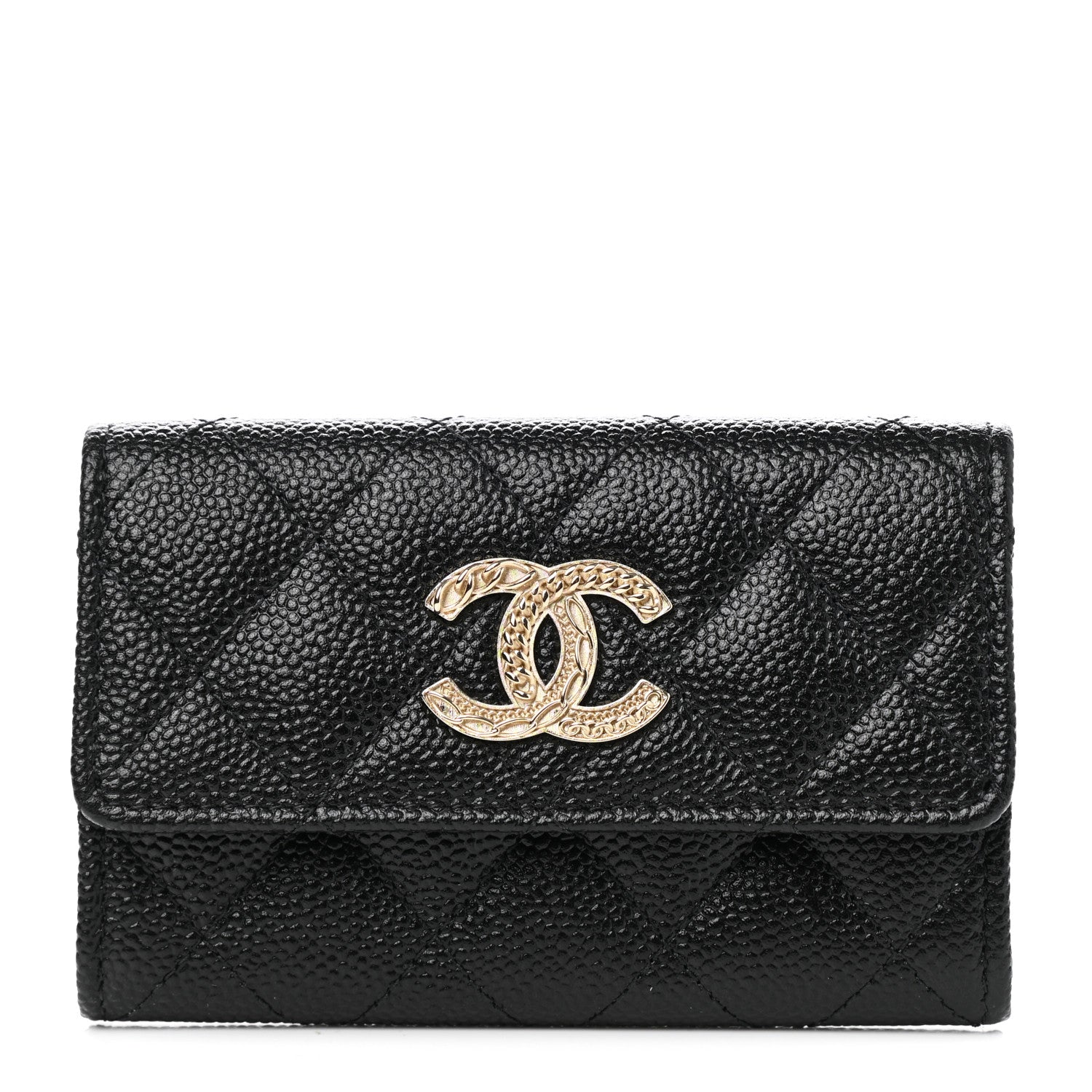 Chanel CHANEL Caviar Quilted Chain CC Flap Card Holder Black 1 of 7