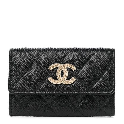 Chanel CHANEL Caviar Quilted Chain CC Flap Card Holder Black 1 of 7