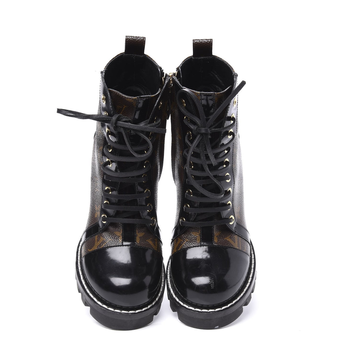 Patent Calfskin Monogram Star Trail Ankle Boots 38.5 Black