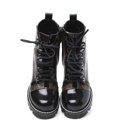 Louis Vuitton Patent Calfskin Monogram Star Trail Ankle Boots 38.5 Black 5 of 9