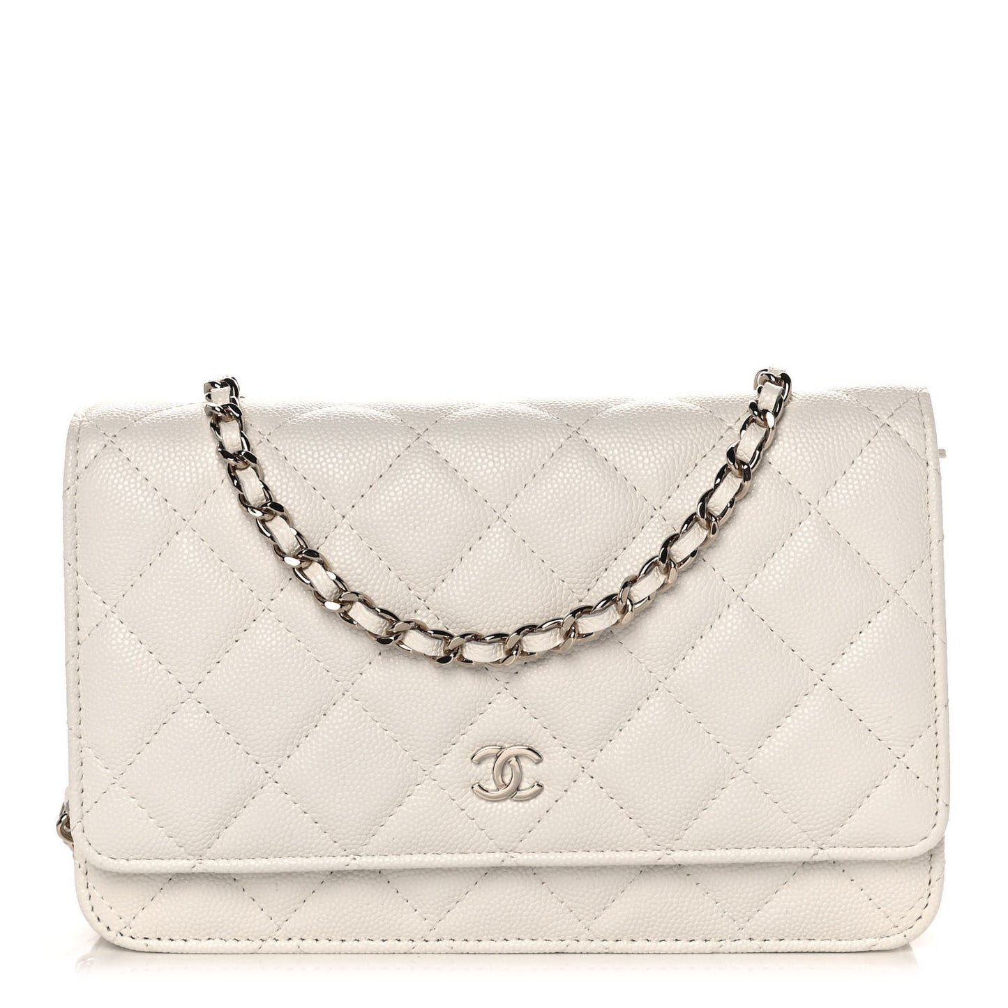 Caviar Quilted Wallet On Chain WOC White