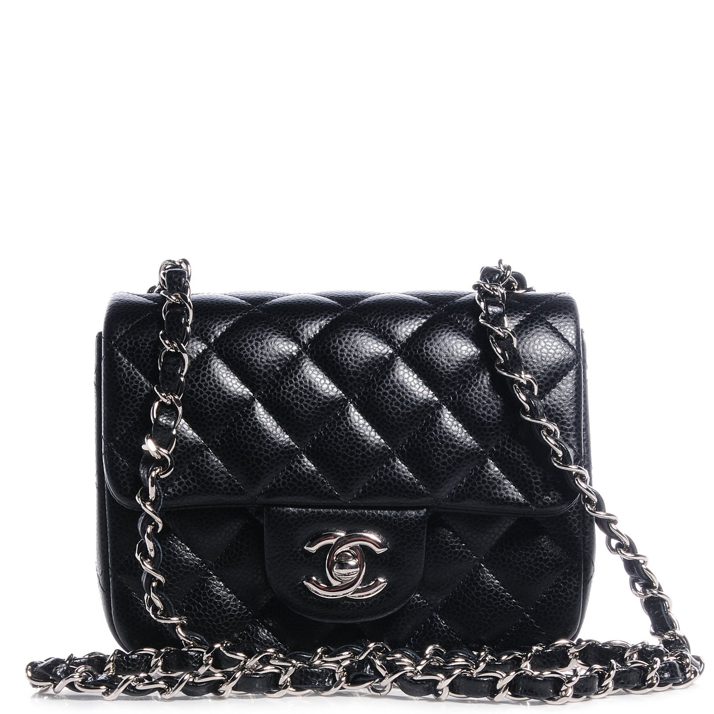 Caviar Quilted Mini Square Flap Bag Black