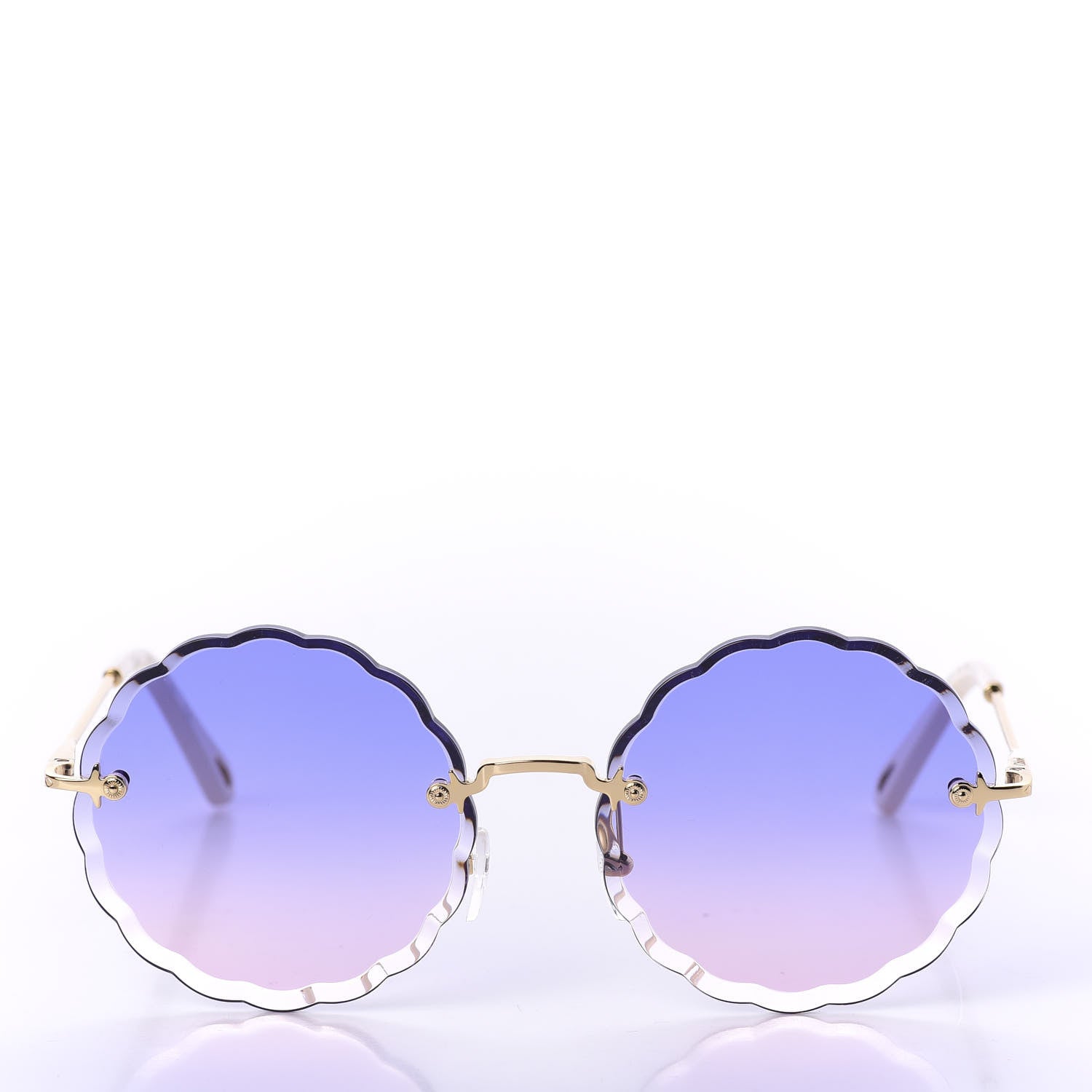Chloe Rosie Bevelled Round Sunglasses CE142S Gold Gradient Pink 2 of 7