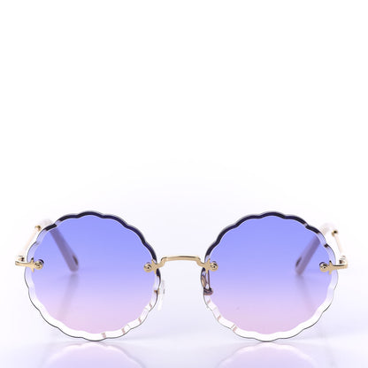 Chloe Rosie Bevelled Round Sunglasses CE142S Gold Gradient Pink 2 of 7