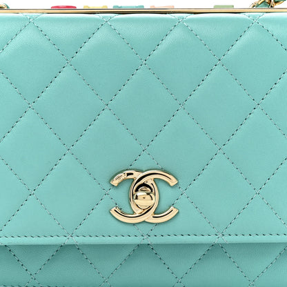 Chanel Lambskin Quilted Trendy CC Wallet On Chain WOC Turquoise 8 of 10