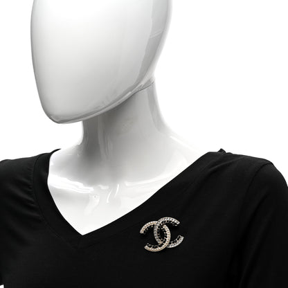 Chanel Lambskin Crystal Vintage Allure CC Chain Brooch Black Gold 2 of 6