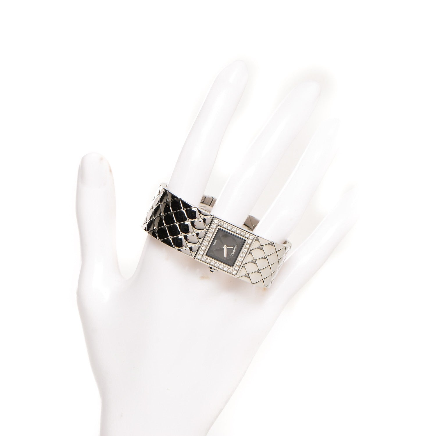 Chanel Stainless Steel Diamond 19mm Matelasse Quartz Watch 2 of 10
