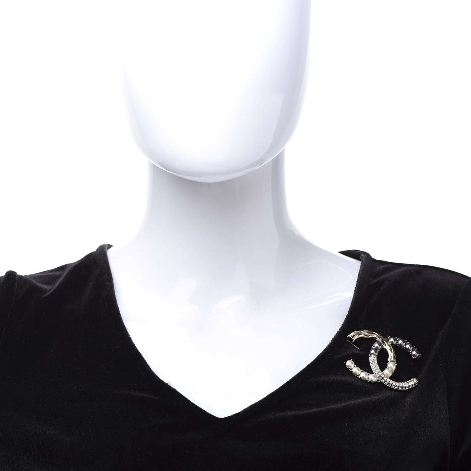 Chanel Pearl Crystal Bright Young Thing CC Brooch Gold 2 of 5