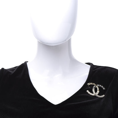 Chanel Pearl Crystal Bright Young Thing CC Brooch Gold 2 of 5