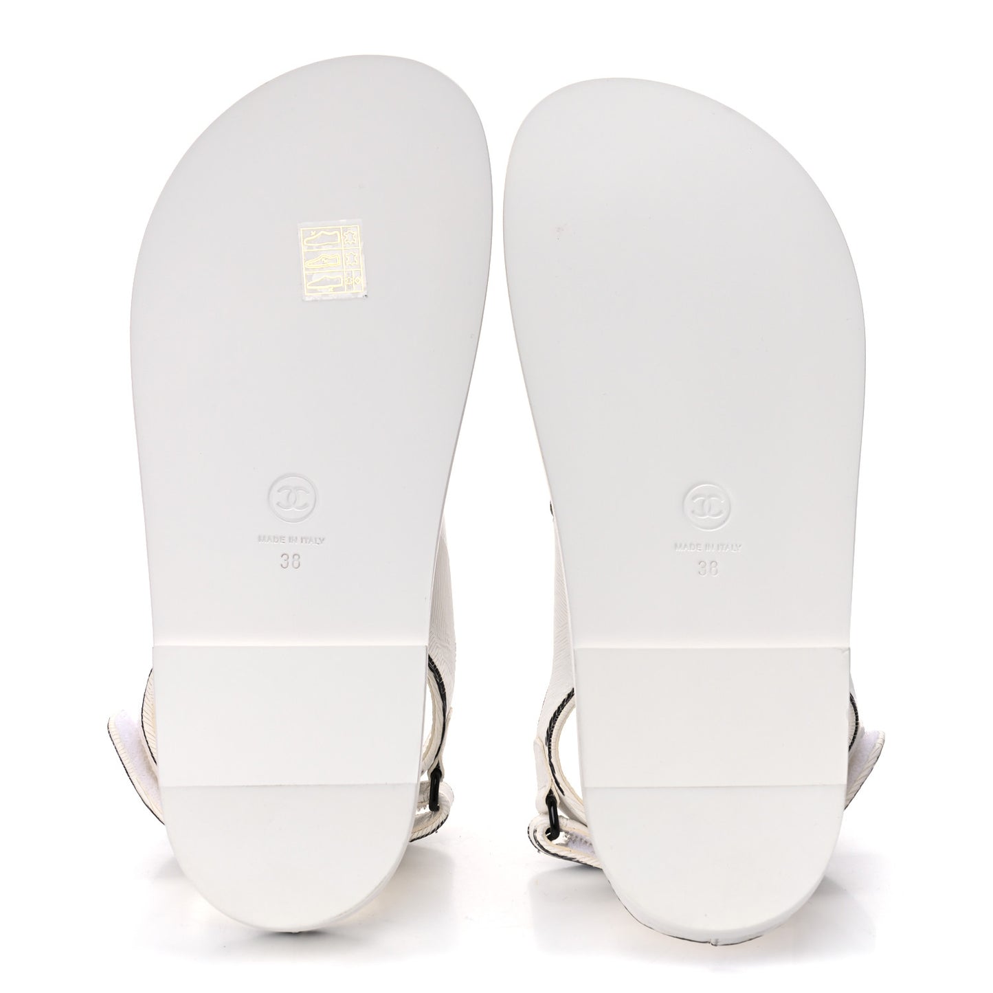 Calfskin Printed Velcro Dad Sandals 38 White Black