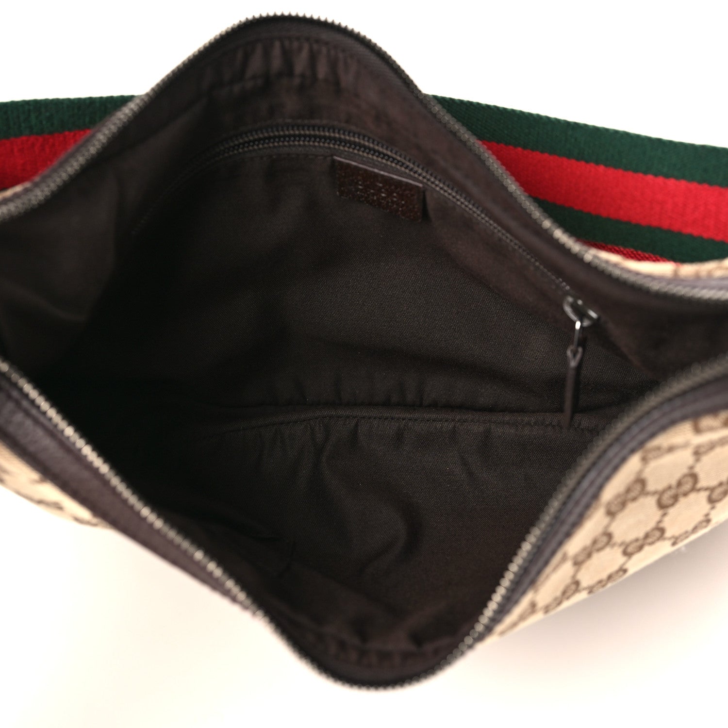 Gucci Monogram Web Medium Half Moon Hobo Dark Brown 5 of 9