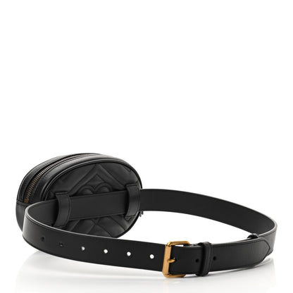 Gucci Calfskin Matelasse GG Marmont Belt Bag 85 34 Black 2 of 11