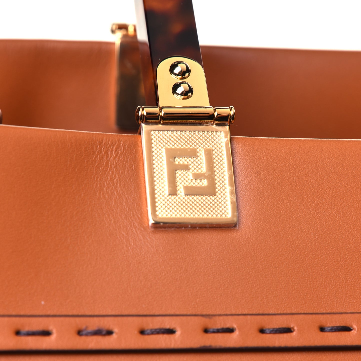 Vitello King Plexiglass Large Fendi Sunshine Shopper Tote Cuoio