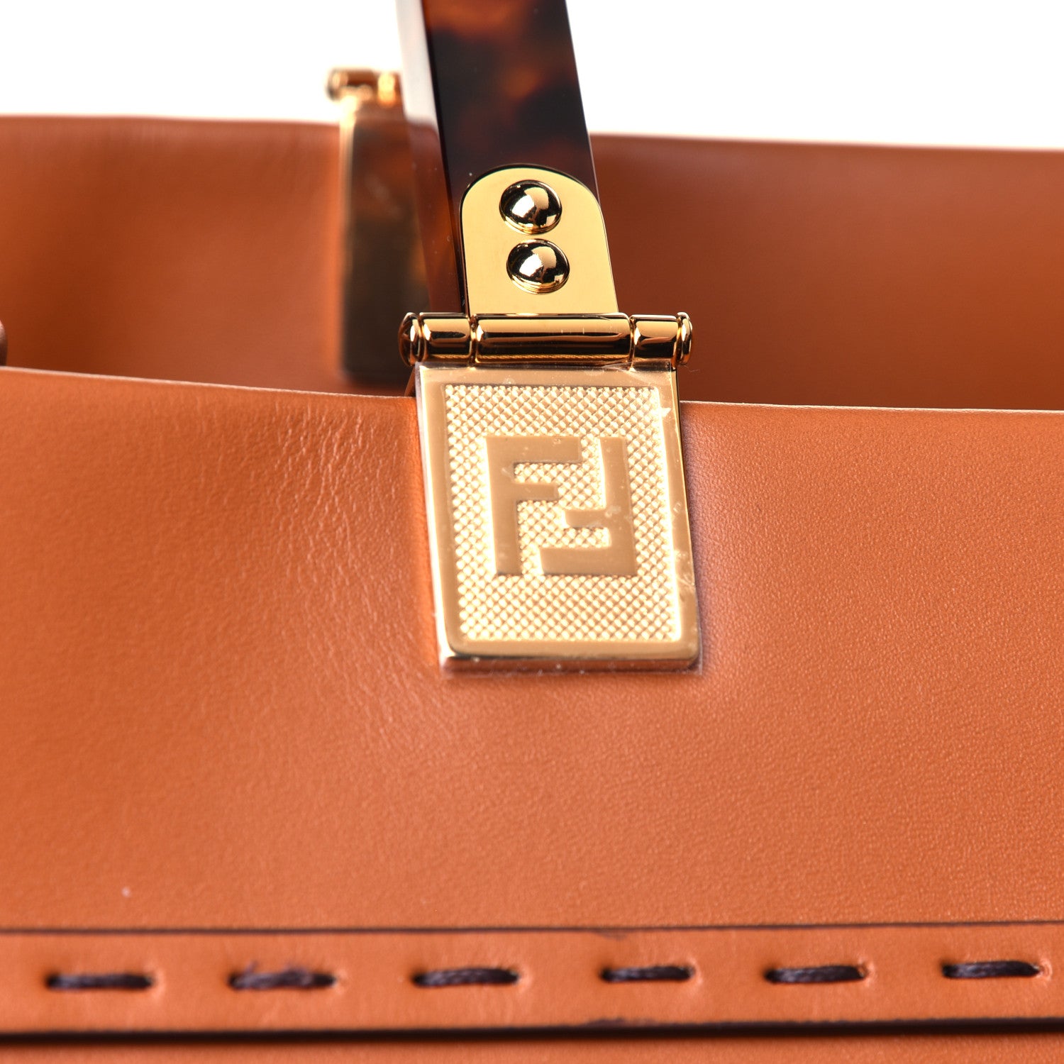 Fendi Vitello King Plexiglass Large Fendi Sunshine Shopper Tote Cuoio 5 of 5