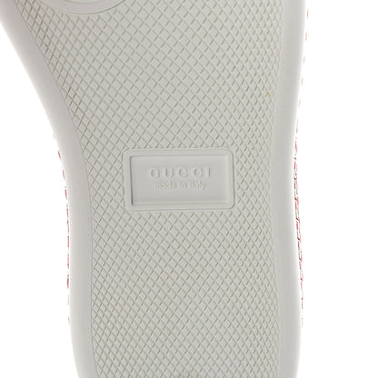 Gucci Laminated Nappa Crystal Web Bee Embroidered Trapuntata Womens Ace Platform Sneakers 38 Argento 6 of 7