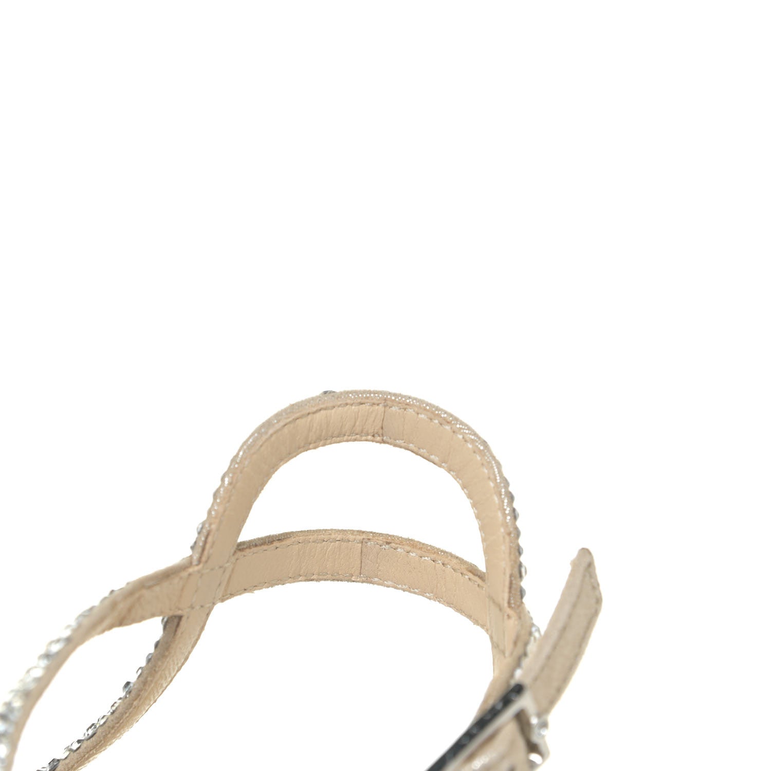 Jimmy Choo Crystal Shimmer Suede Sacora 100 Sandals 41 Nude 14 of 16