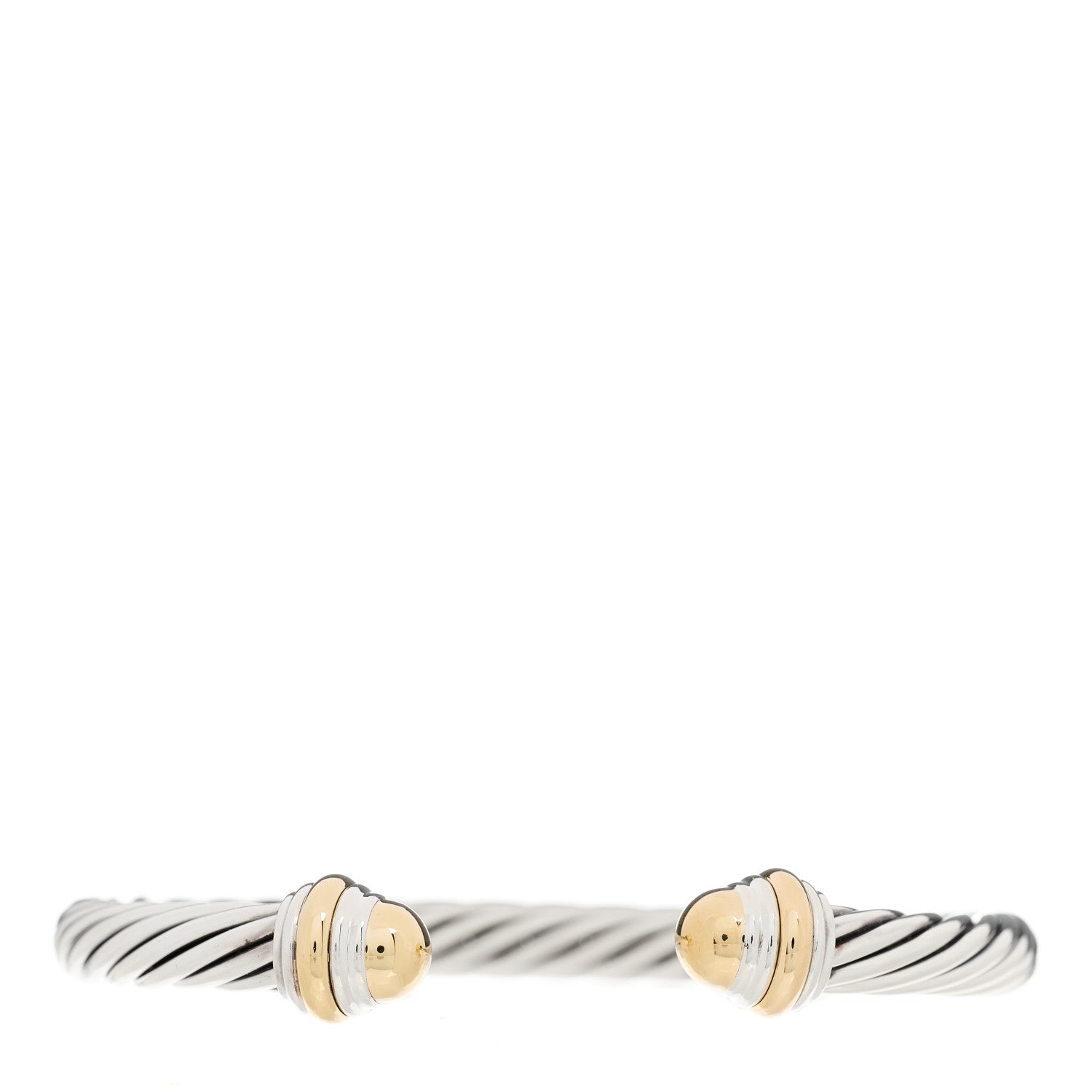 David Yurman Sterling Silver 14K Yellow Gold 7mm Cable Classics Dome Bracelet 1 of 4