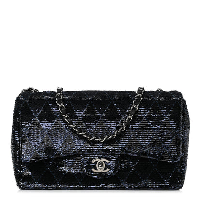 Chanel Sequin Quilted Medium Single Flap Blue 1 of 10