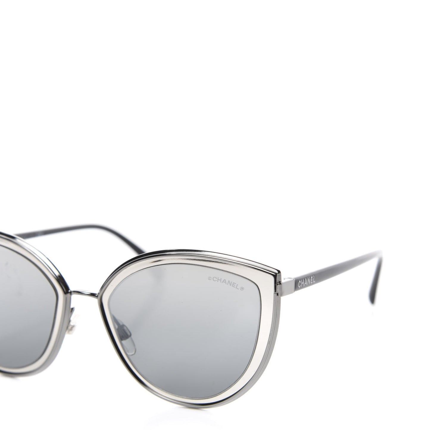 Metal Cat Eye Sunglasses 4222 Silver Black