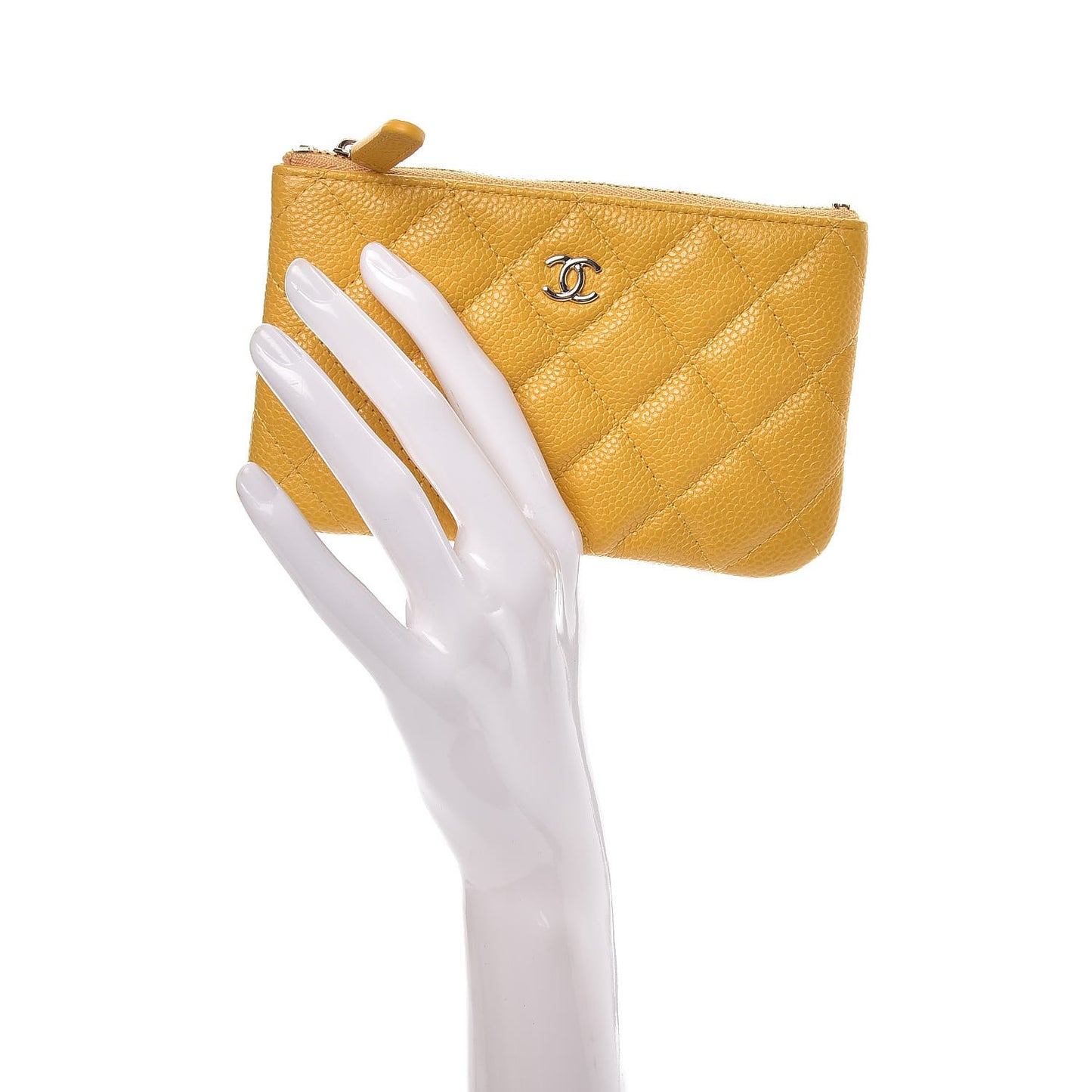 Caviar Quilted Small Cosmetic Case Yellow