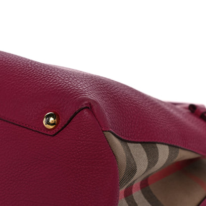Burberry Grainy Calfskin House Check Medium Banner Tote Mahogany Red 10 of 14