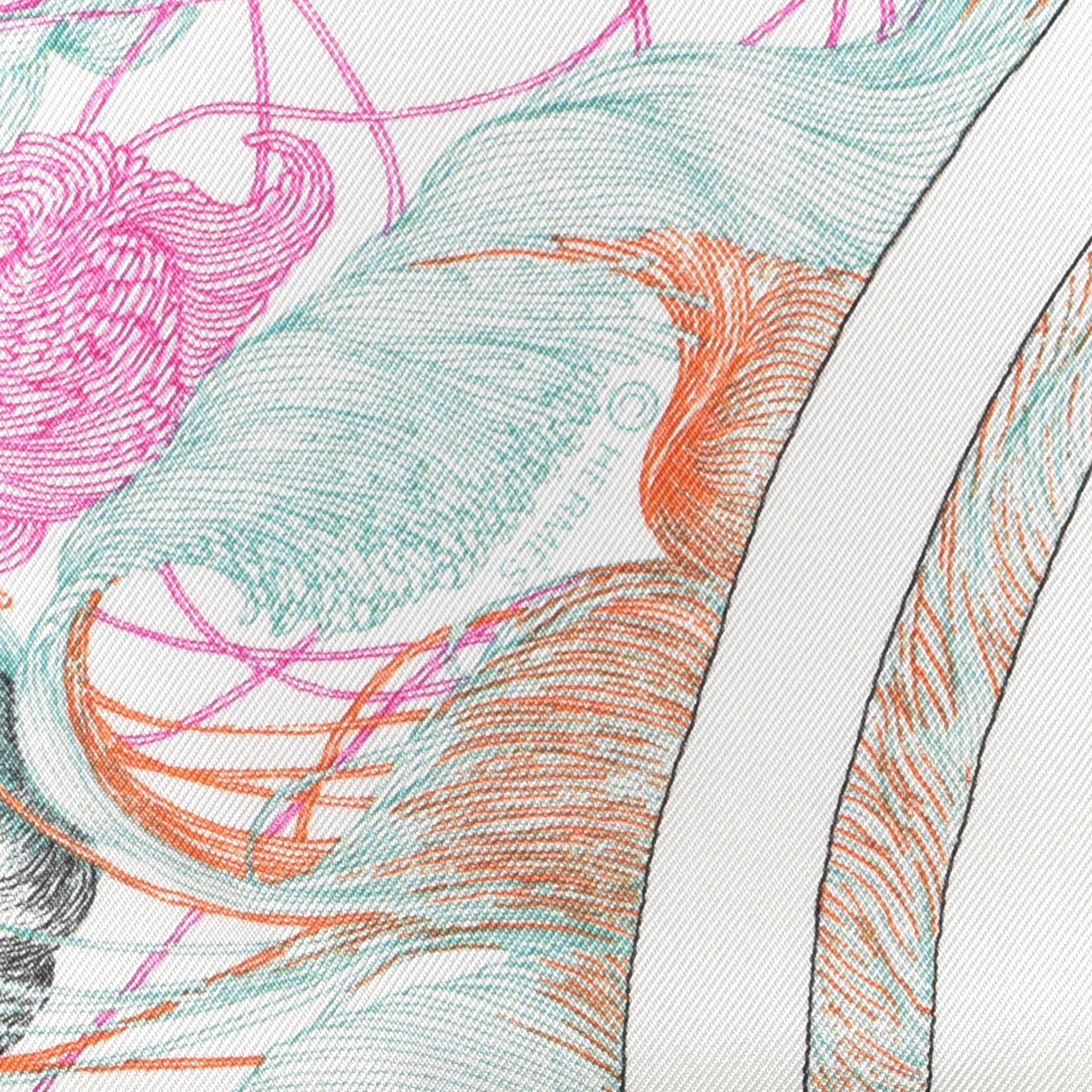 Hermes Silk Brides de Gala En Finesse Scarf 90 Fuchsia White Orange 3 of 4