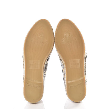 Gucci GG Supreme Monogram Bees Espadrille Flats 37 Beige Ebony Oro Black 8 of 11