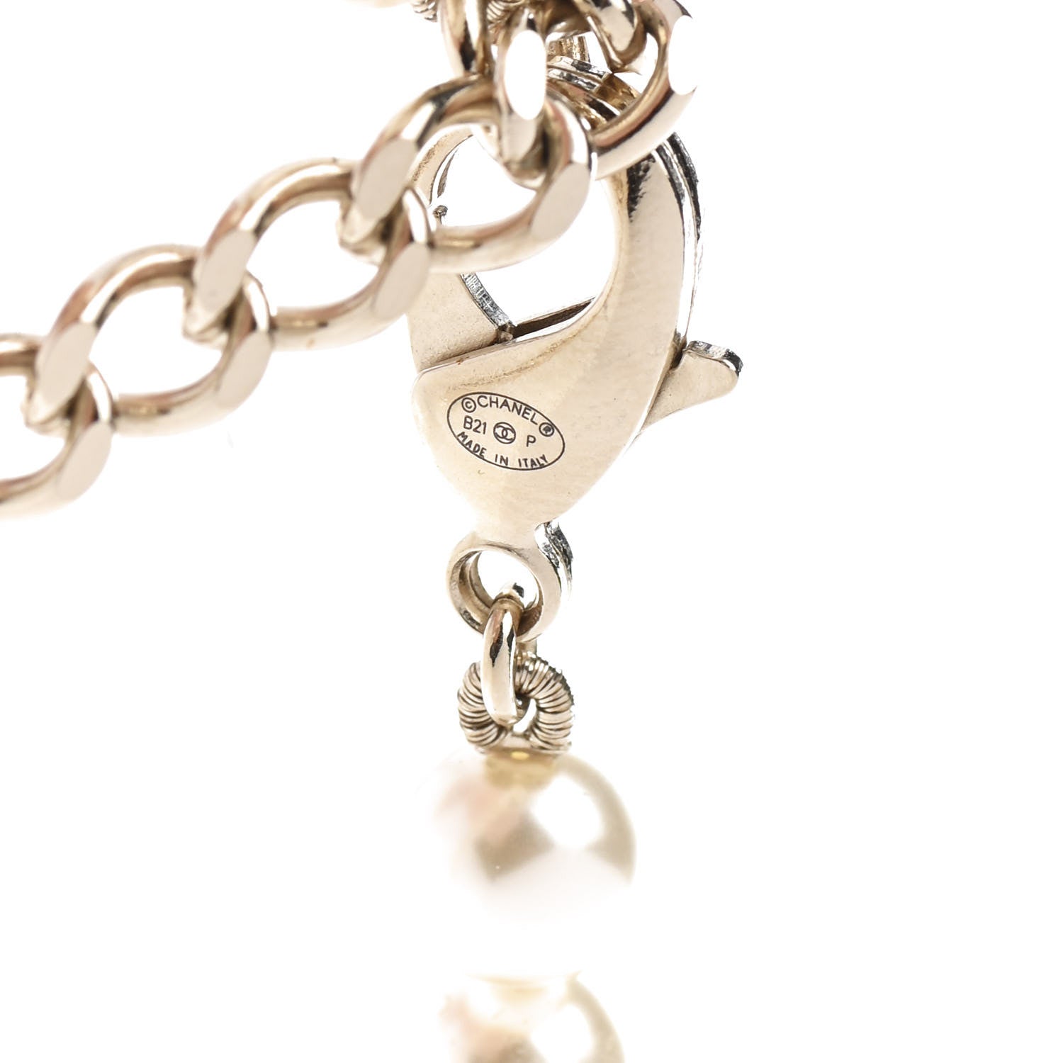 Chanel Lambskin Crystal Pearl CC Short Pendant Necklace Gold Pearly White Black Multicolor 6 of 7