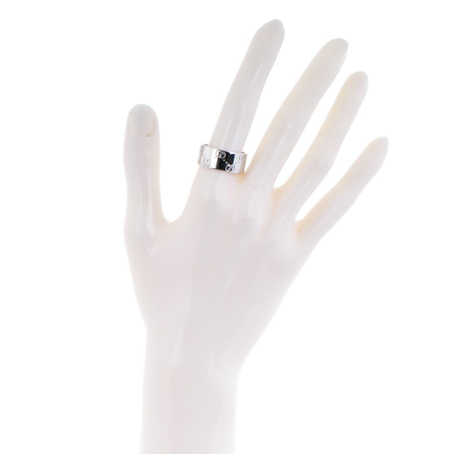 Gucci 18K White Gold 9mm Icon Band Ring 8.75 2 of 6
