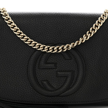 Gucci Pebbled Calfskin Medium Soho Flap Crossbody Black 8 of 14