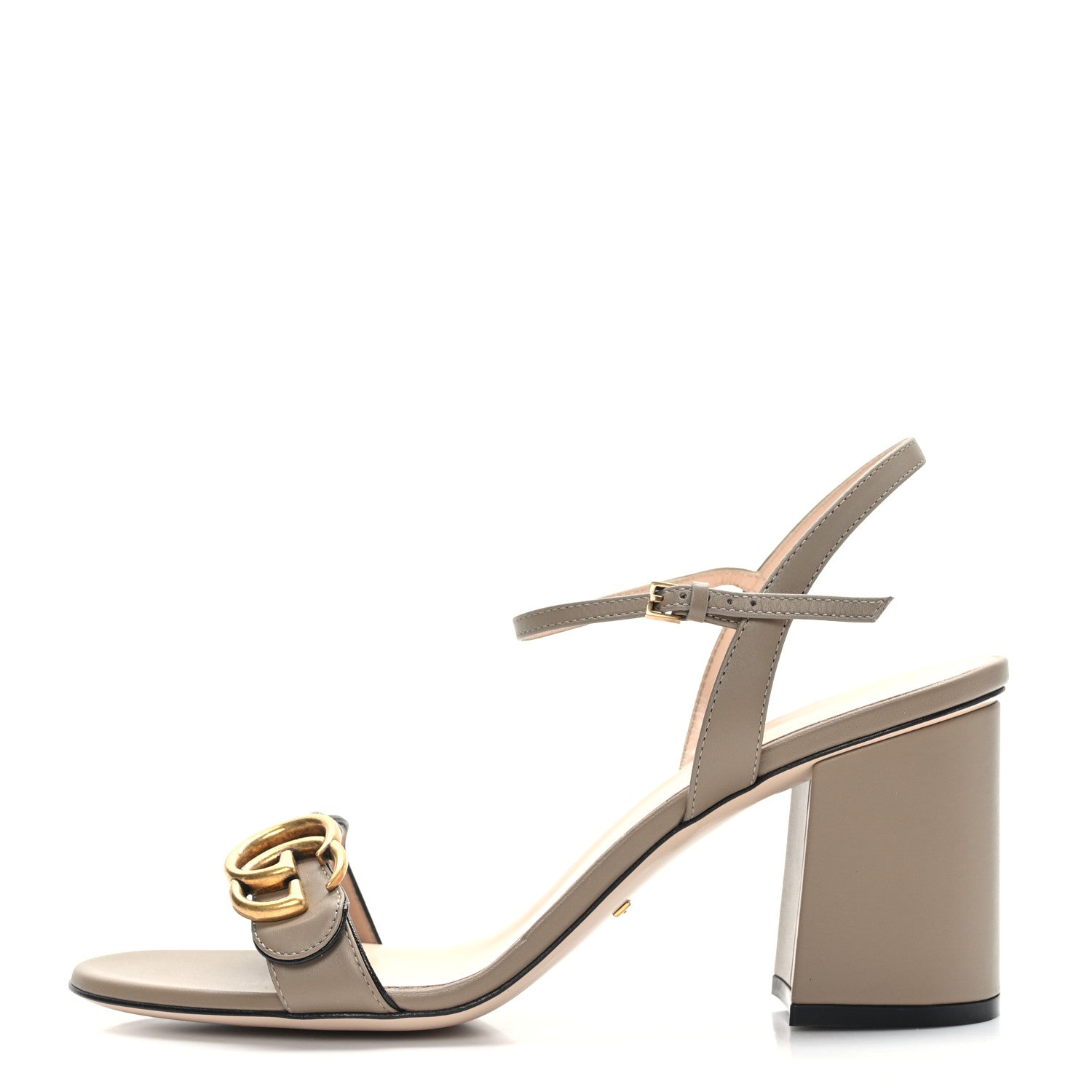 Gucci Lifford Calfskin GG Marmont Ankle Wrap 75mm Sandals 40.5 Mud 1 of 7