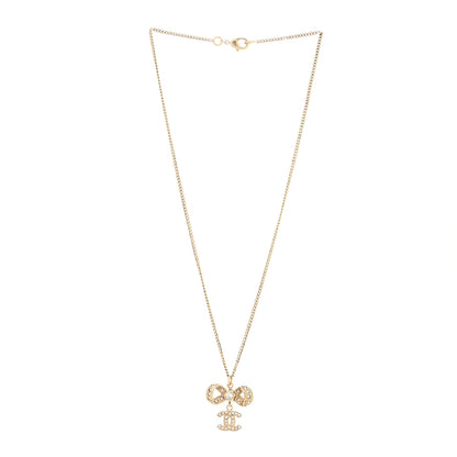 Chanel Crystal CC Bow Necklace Gold 2 of 3