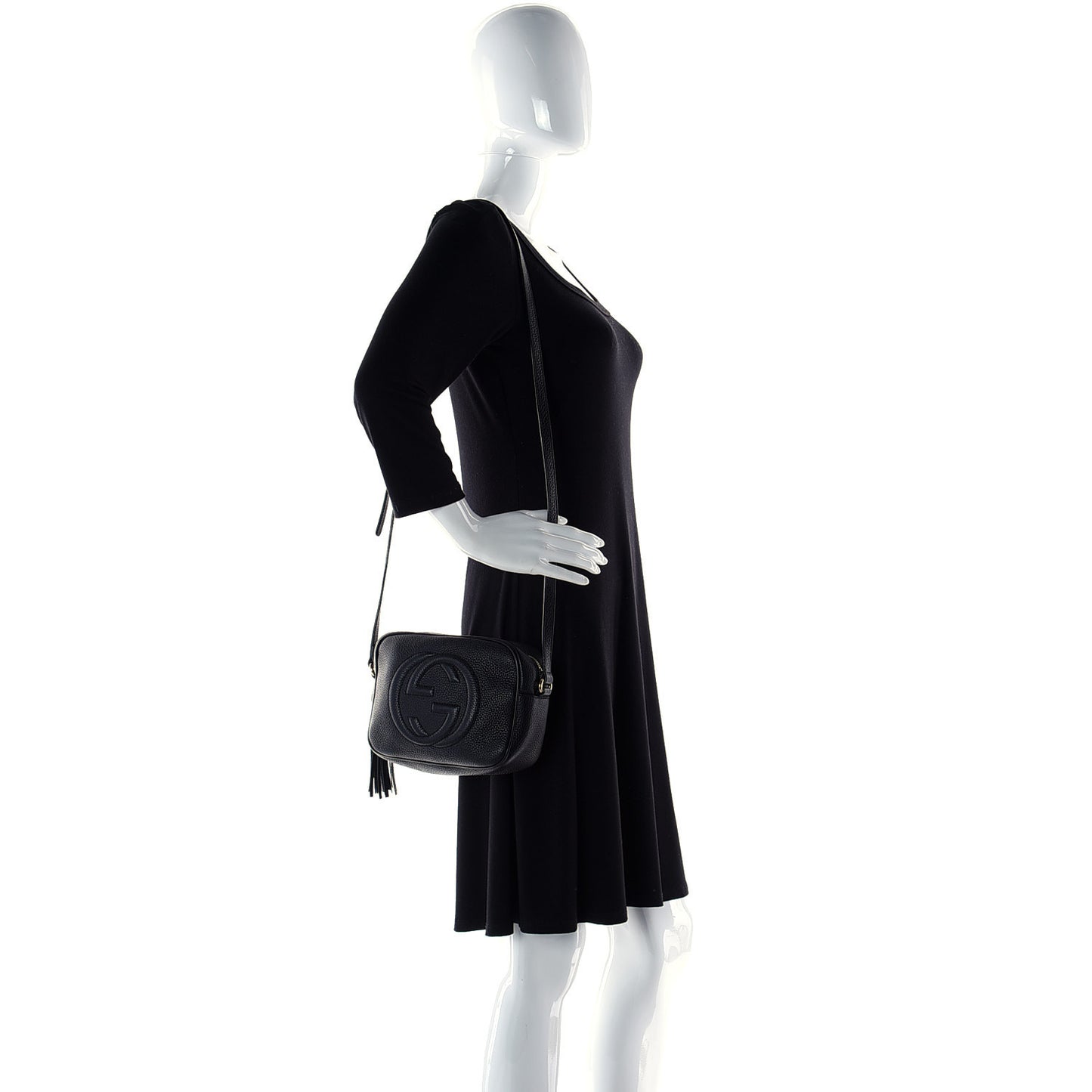Pebbled Calfskin Small Soho Disco Bag Black