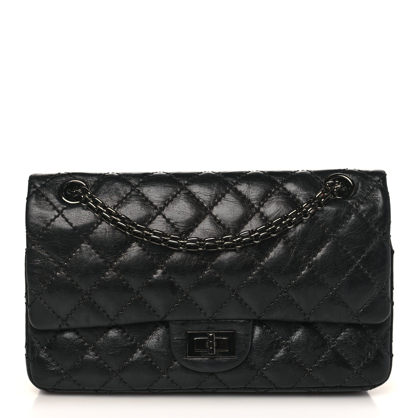 Aged Calfskin Quilted 2.55 Reissue 225 Flap So Black