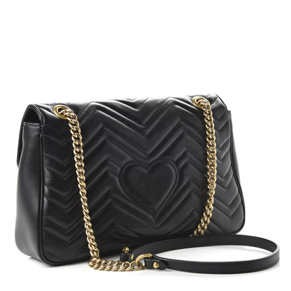 Gucci Calfskin Matelasse Medium GG Marmont Shoulder Bag Black 3 of 10