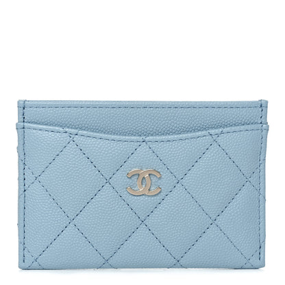 Chanel Caviar Quilted Card Holder Light Blue 1 of 9